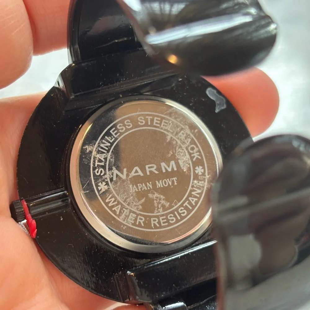 Narmi Cuff Bracelet‎ Black and White Striped Watch with Crystal Accents